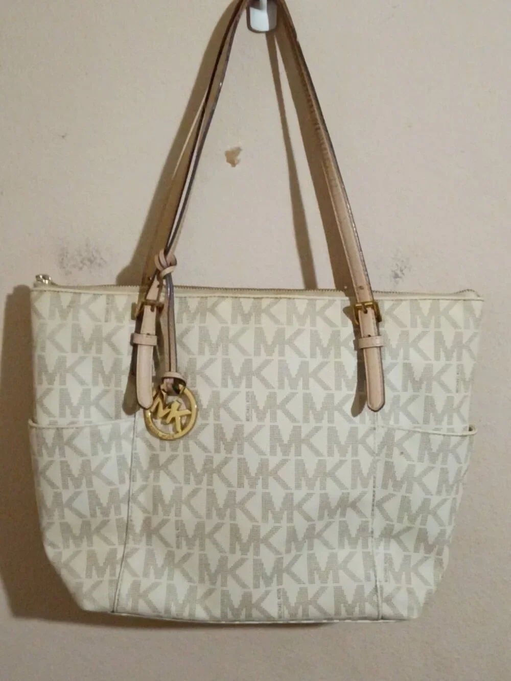Michael Kors Jet Set Travel Top Zip Signature Monogram Tote Handbag Women's